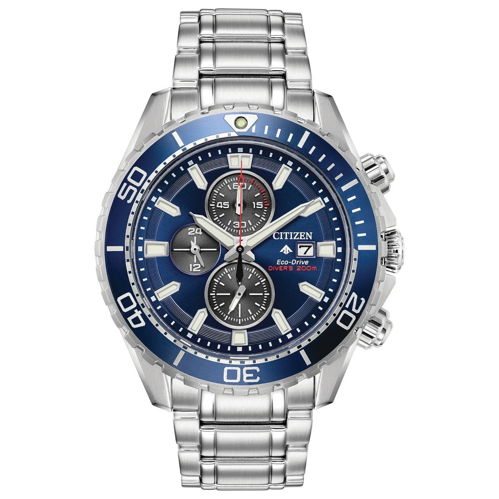 Citizen Sea Chronograph Calendar Eco-Drive Silver 46mm CA0710-58L Men's Watch
