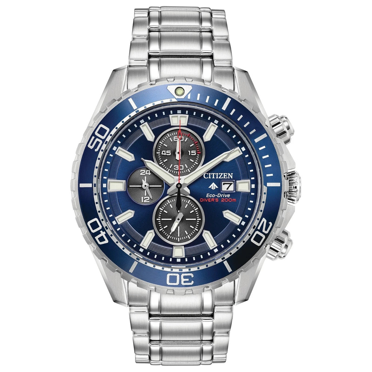 Citizen Sea Chronograph Calendar Eco-Drive Silver 46mm CA0710-58L Men's Watch