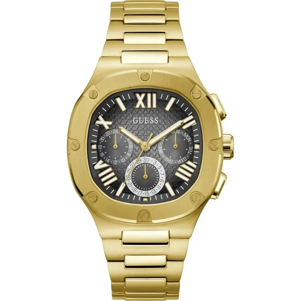 Guess Gold Tone GW0572G2 Headline Black Dial 42mm Multi-function Men's Watch