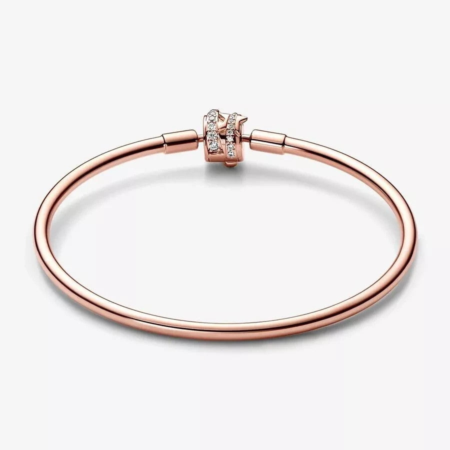 Pandora Moments 14K Rose Gold Plated Bangle Bracelet 8.3 ” 582734C01-21 – view 2