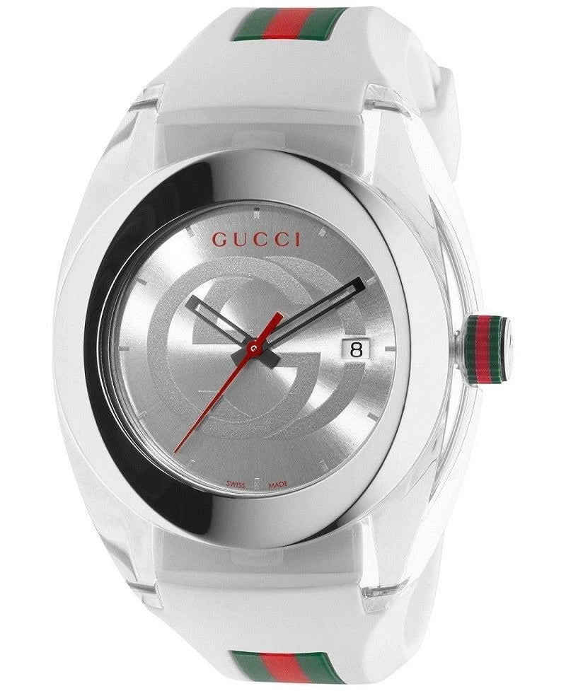 Gucci Sync XXL 46mm YA137102 White Rubber Band Dial Men's Watch