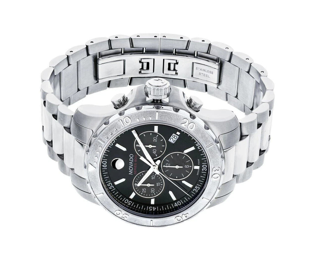 Movado Series 800 Chronograph Black Dial Steel 2600110 Swiss 42mm Men's Watch – view 2