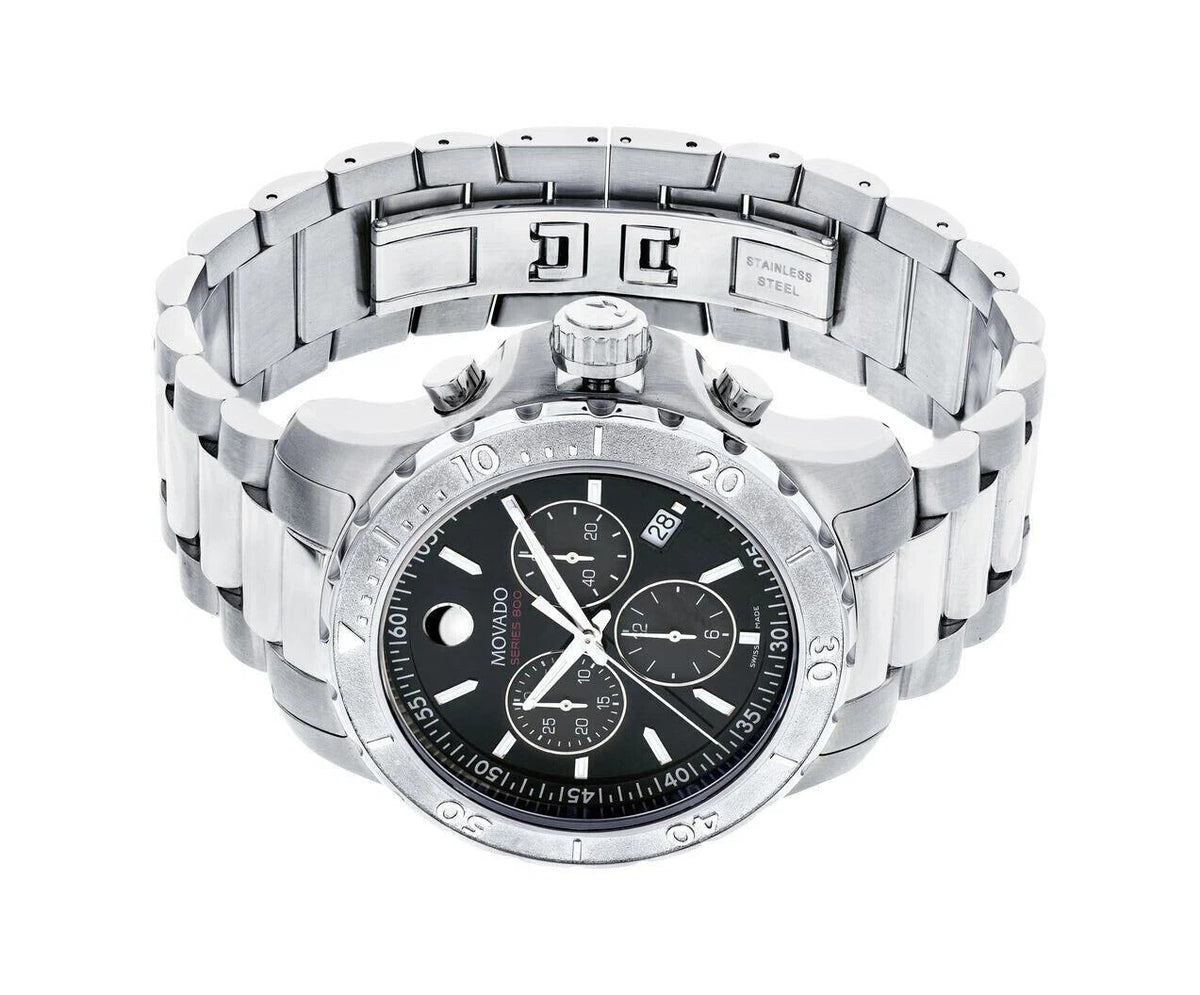 Movado Series 800 Chronograph Black Dial Steel 2600110 Swiss 42mm Men's Watch – view 2