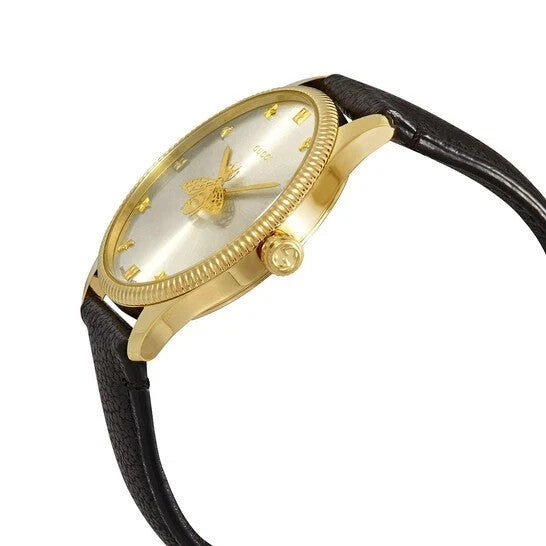 Gucci G-Timeless YA1264181 Quartz Silver Dial Black Leather Strap Unisex Watch – view 3