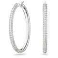 Swarovski Stone Hoop Earrings Pavé Large White Rhodium Plated 5389432