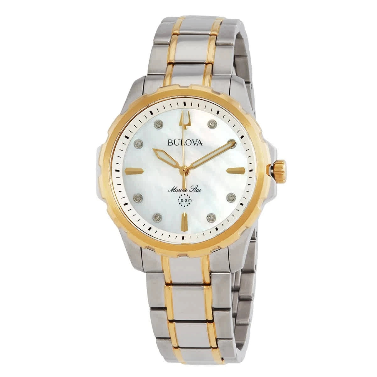 Bulova Marine Star Quartz Diamond Silver Dial 98P227 Women's Watch