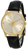 Gucci G-Timeless YA1264181 Quartz Silver Dial Black Leather Strap Unisex Watch