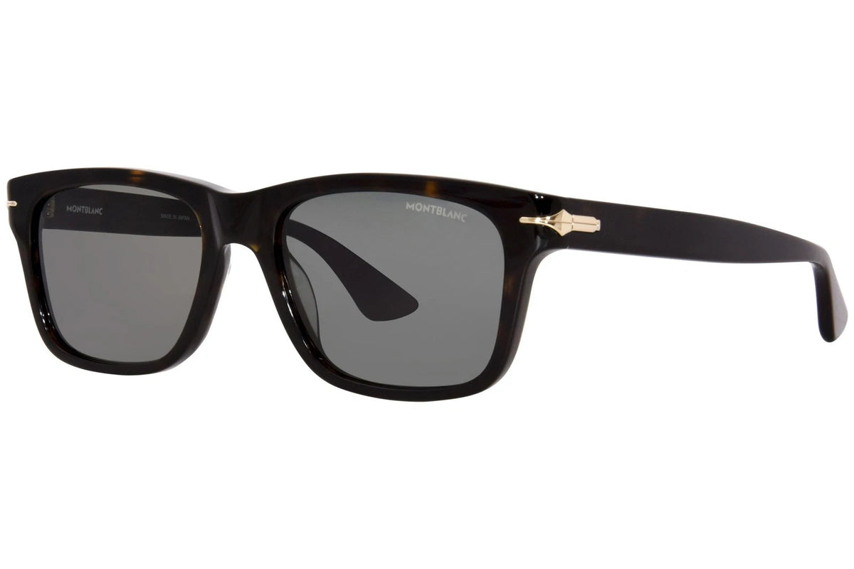 Mont Blanc MB0263S 002 Sunglasses Men's Havana/Green Rectangle Shape 54mm