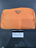 Prada Vela Orange Nylon Beauty Bag Cosmetic Makeup Case