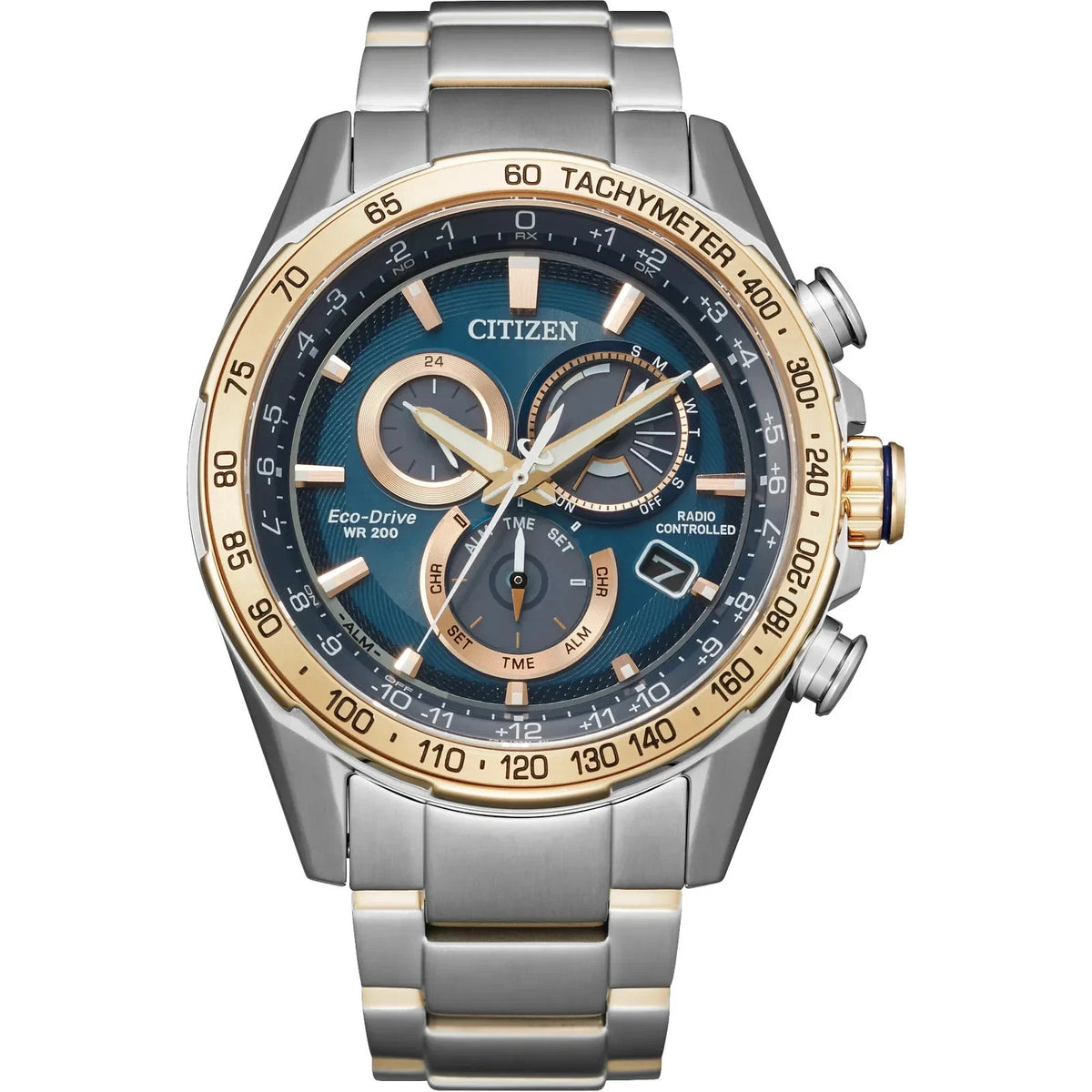 Citizen PCAT Chrono Eco-Drive Blue Dial Two Tone Steel CB5916-59L Men's Watch