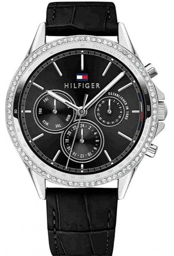 Tommy Hilfiger Tommy 1781981 Hilfiger Ari Diamonds Black Dial Leather Strap for Women's Watch