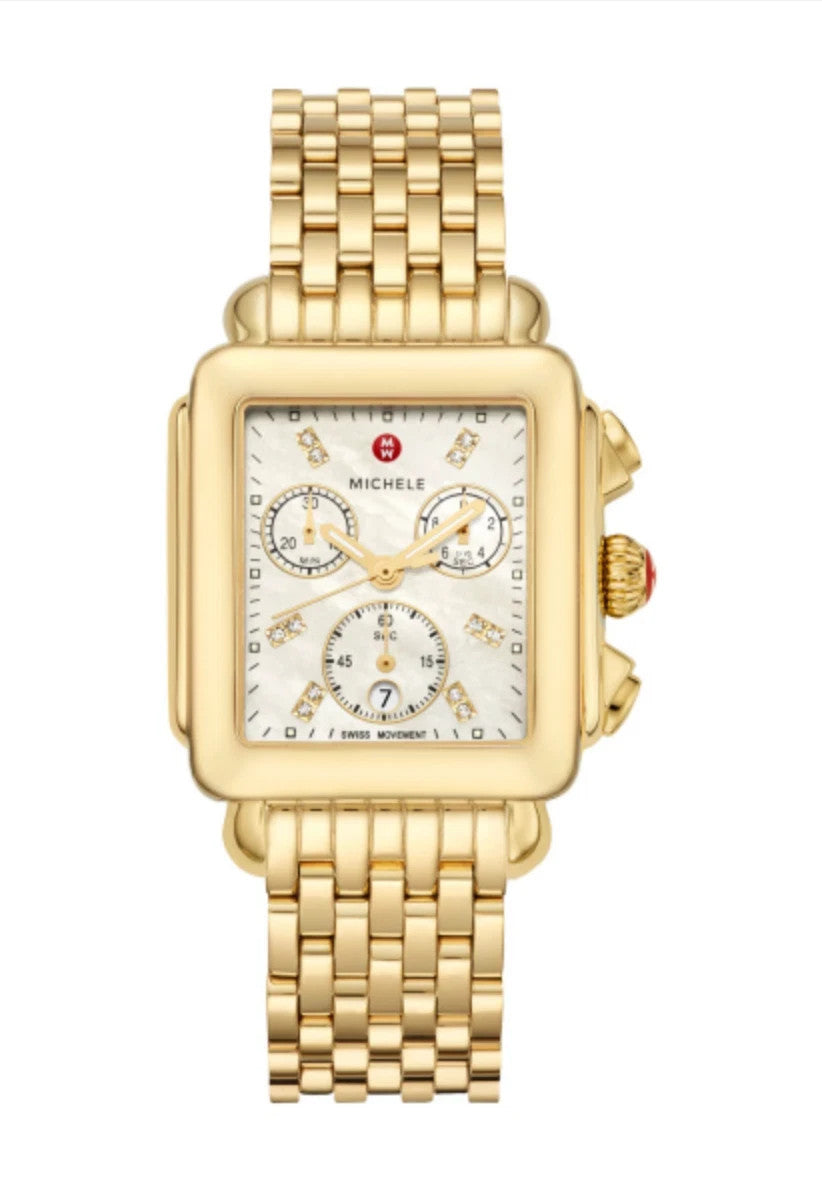 Michele MWW06A000780 Deco Chronograph Gold Tone 33mm Quartz Women's Watch