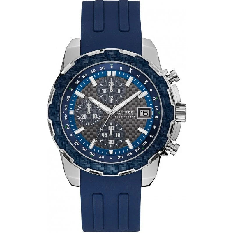 Guess Chronograph Quartz Blue Silicone Strap Analog W1047G2 Men's Watch