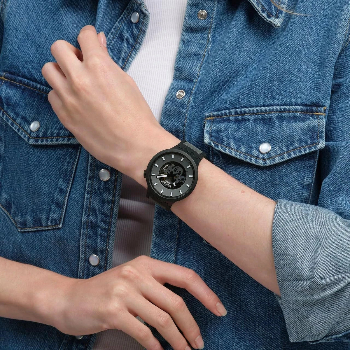 Stylish Black Automatic Waterproof Casual & Bold Design SB05311B Unisex Watch – view 5