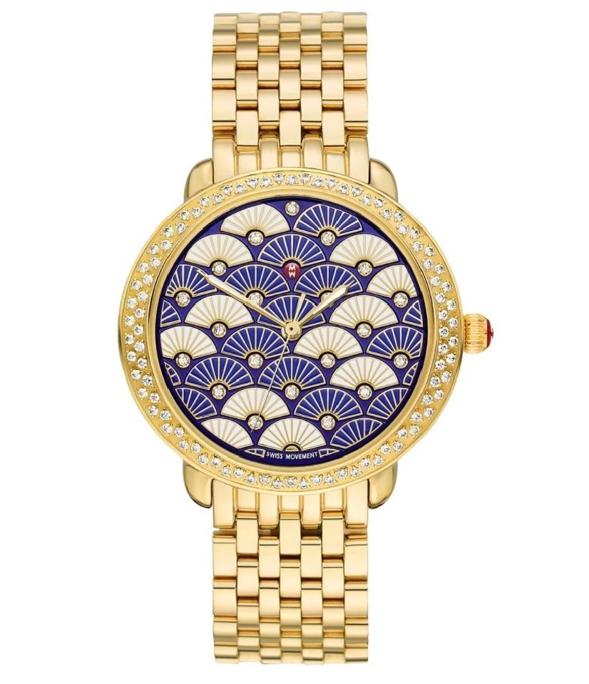 Michele Serein Gold/Blue Fan Dial MWW21B000102 Women's Watch