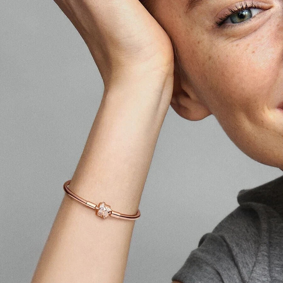 Pandora Moments 14K Rose Gold Plated Bangle Bracelet 8.3 ” 582734C01-21 – view 4