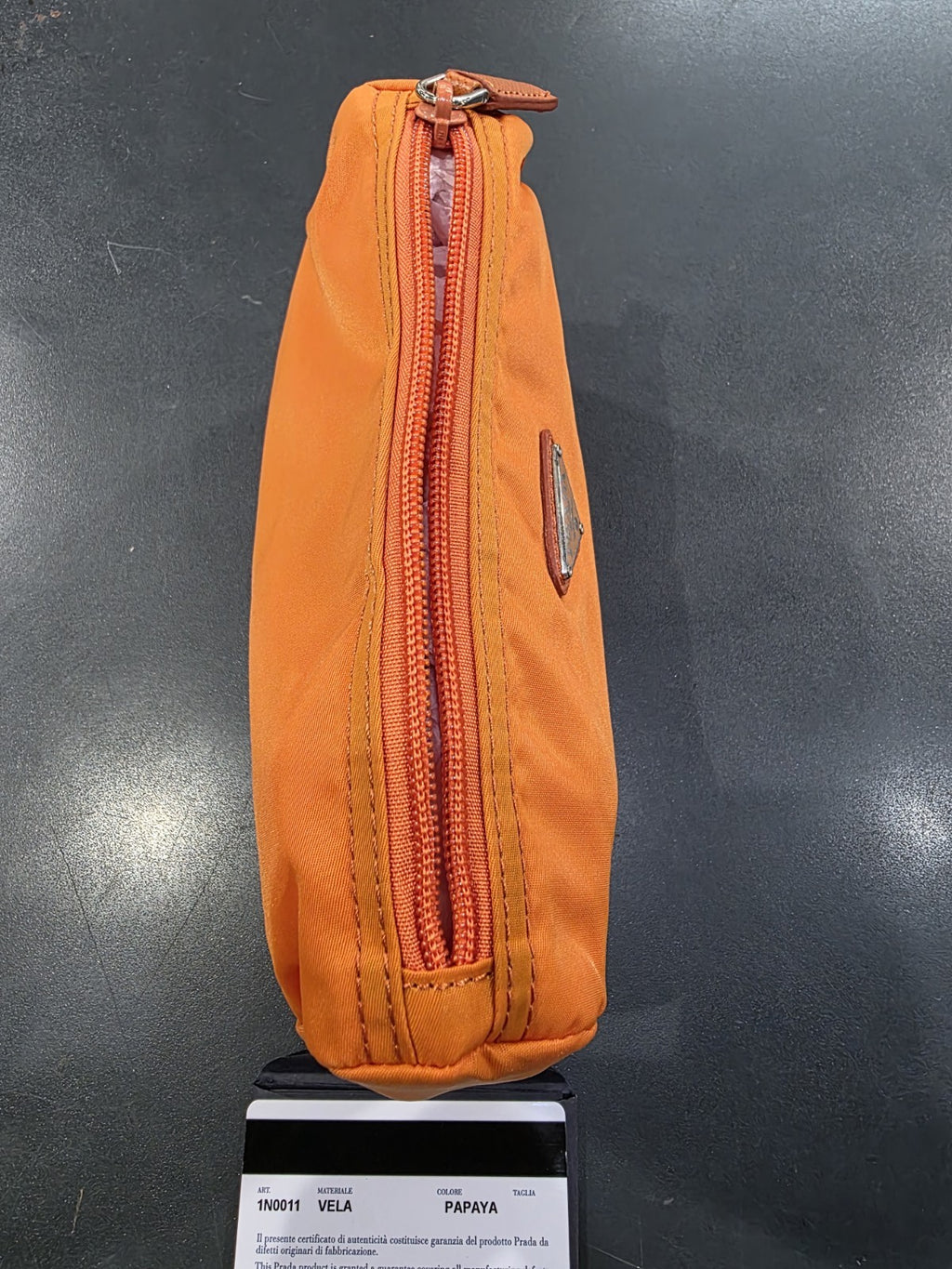 Prada Vela Orange Nylon Beauty Bag Cosmetic Makeup Case – view 4
