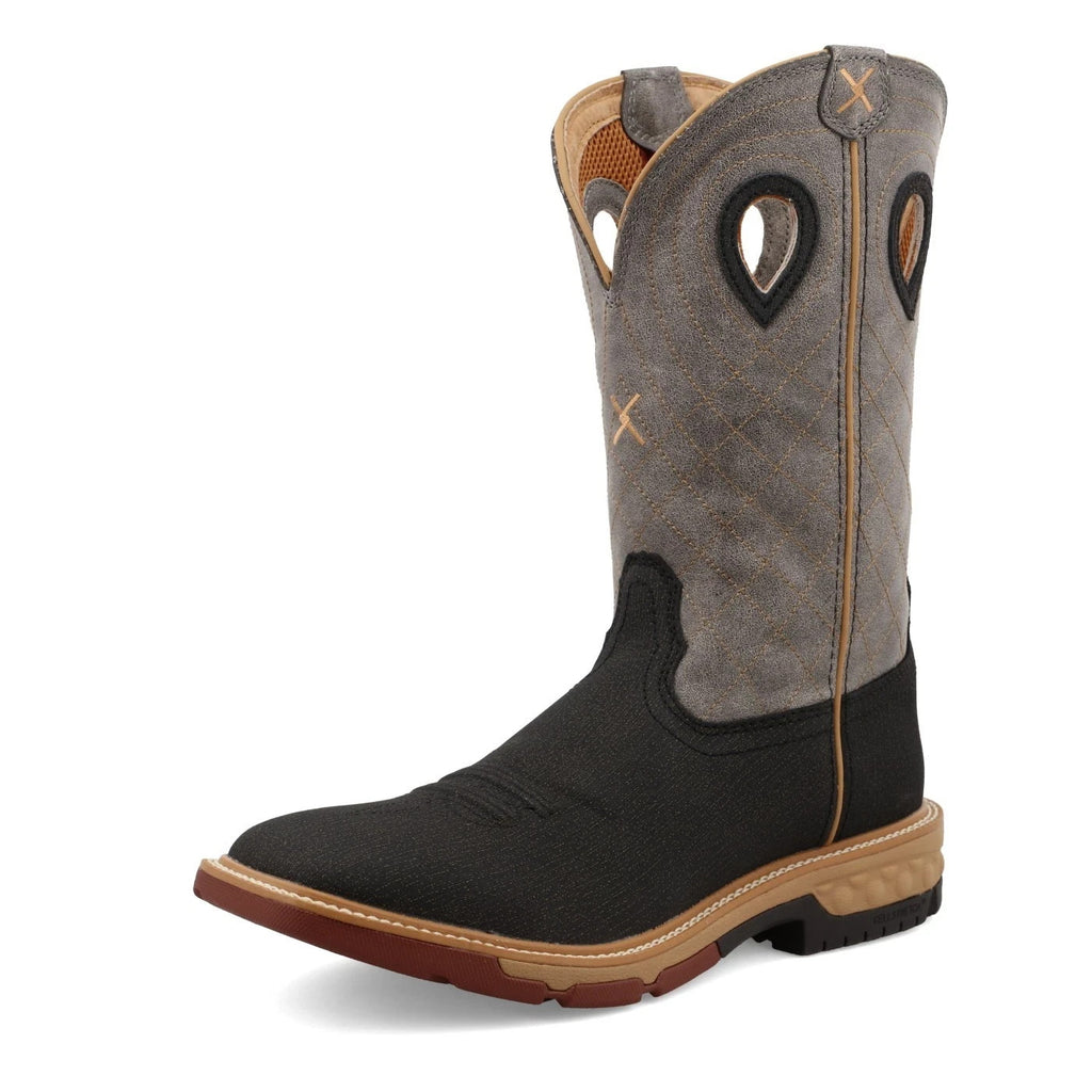 Twisted X Boots Men's Western 12" MXB0002 Black Gray Leather Wide Square Size 10 D