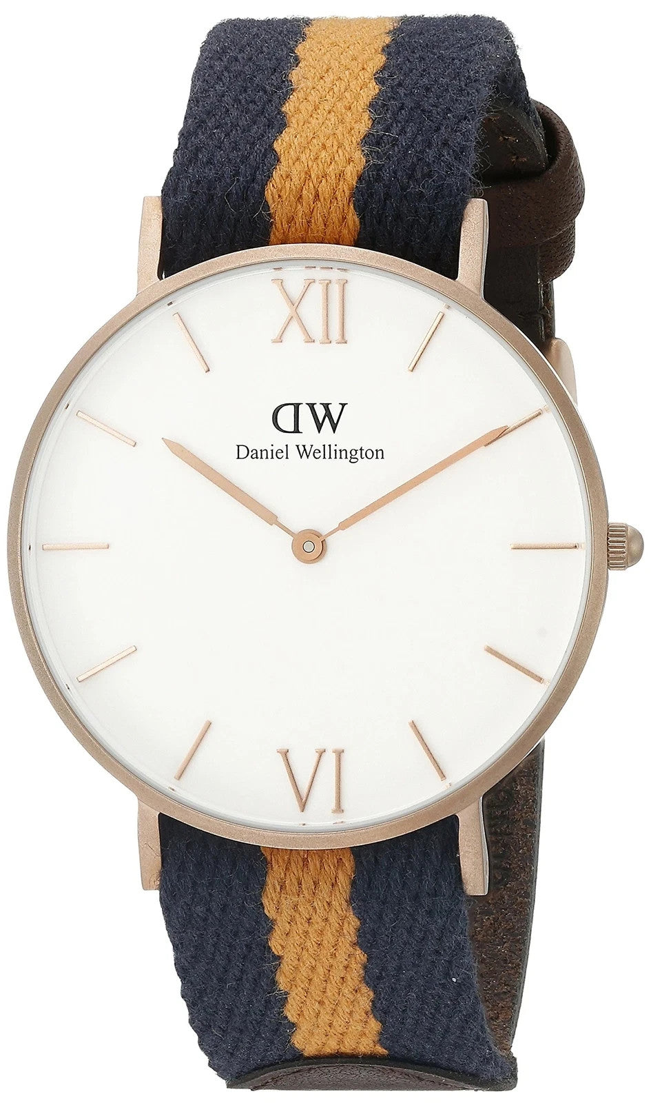 Daniel Wellington Grace Selwyn Rose Tone Steel Striped Nylon Band Unisex Watch