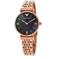 Emporio Armani AR11145 Rose Gold Bracelet & Black Dial Women's Watch