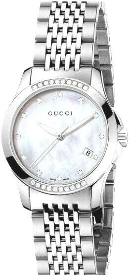 Gucci YA126510 G-Timeless Diamond Mother-of-Pearl Dial Women's Watch