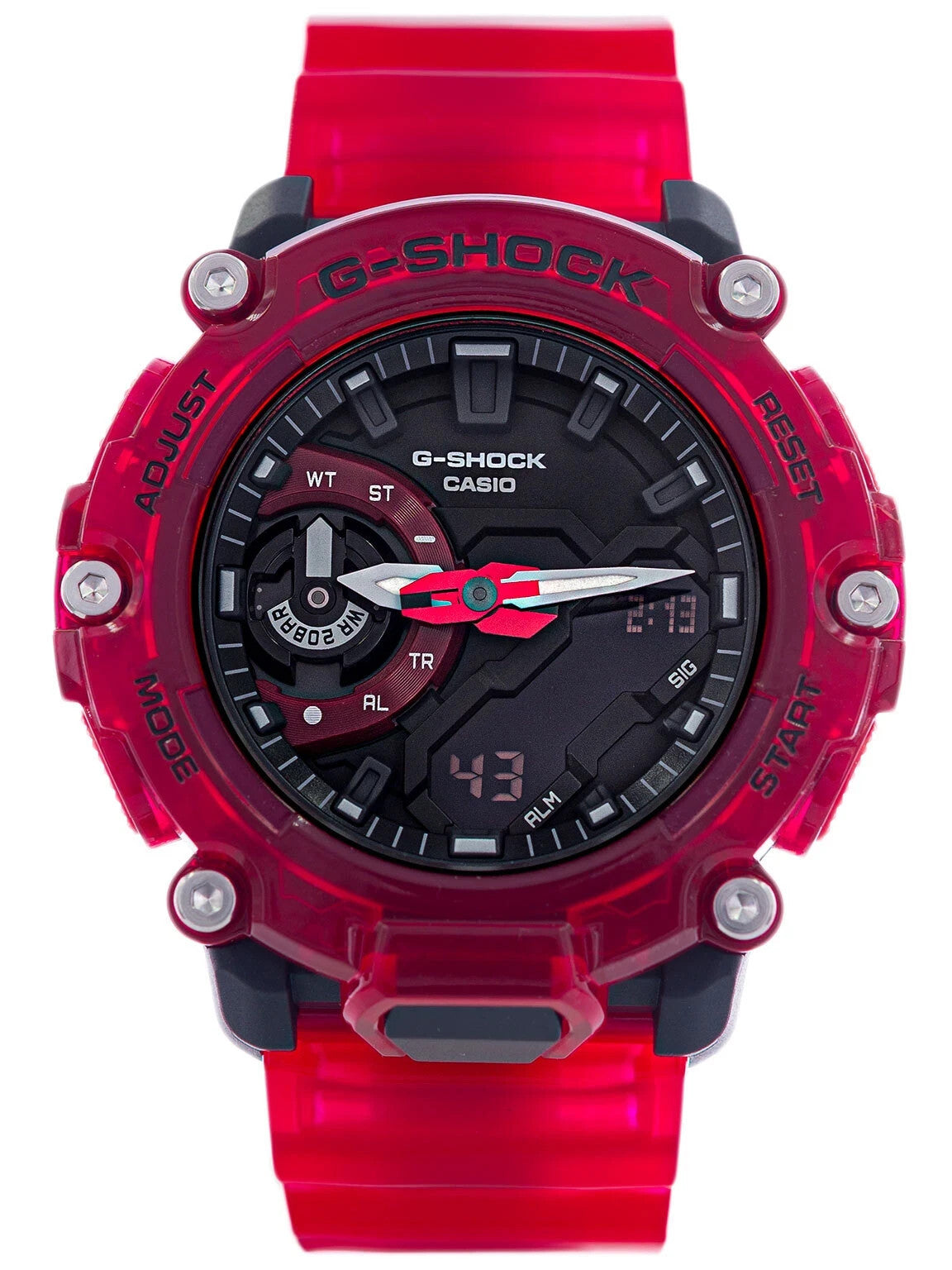 Casio G-Shock Analog-Digital Shock Resistant Transparent Red GA2200SKL-4A Men's Watch