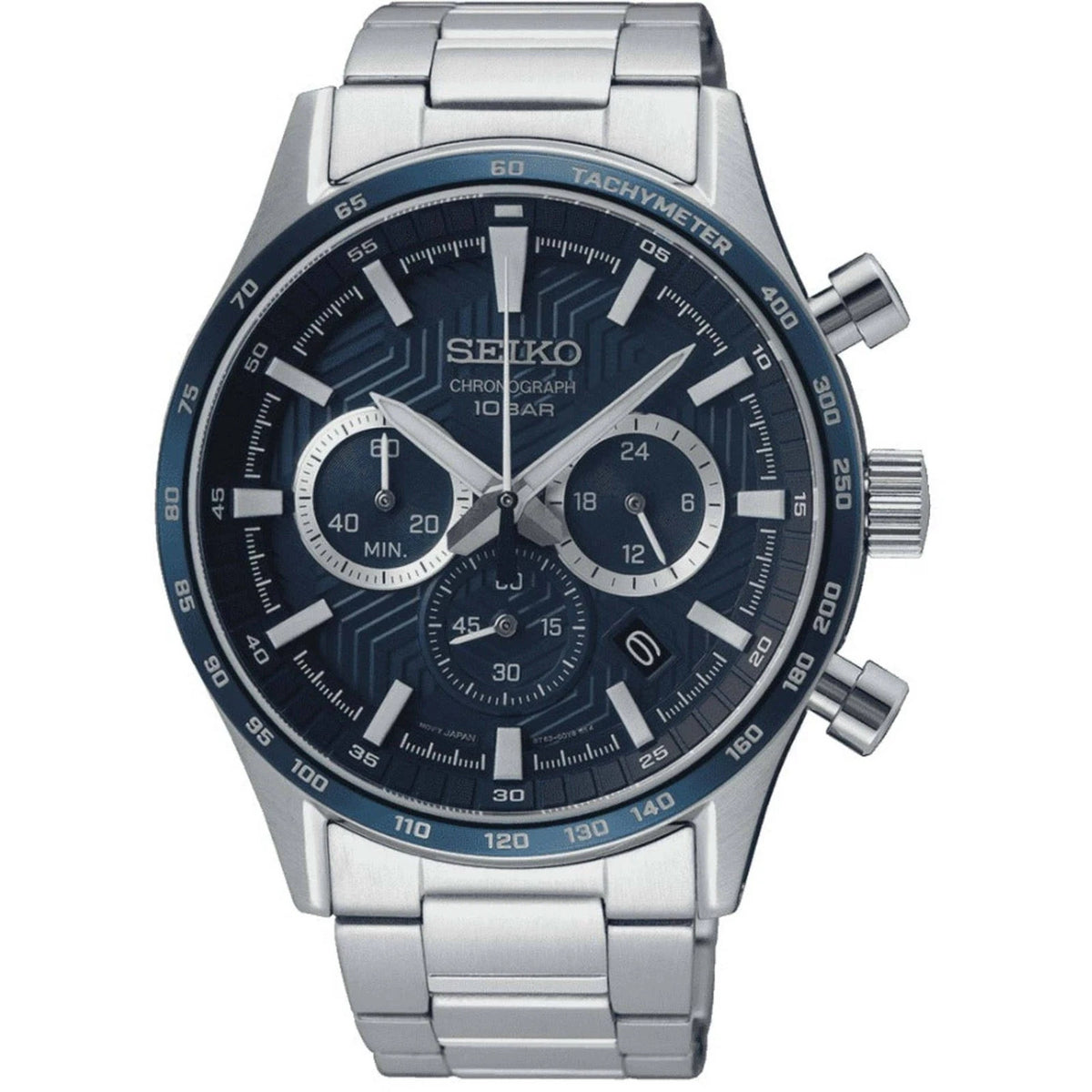 Seiko Quartz Chronograph Blue Dial Stainless Steel Bracelet SSB445P1 Men's Watch