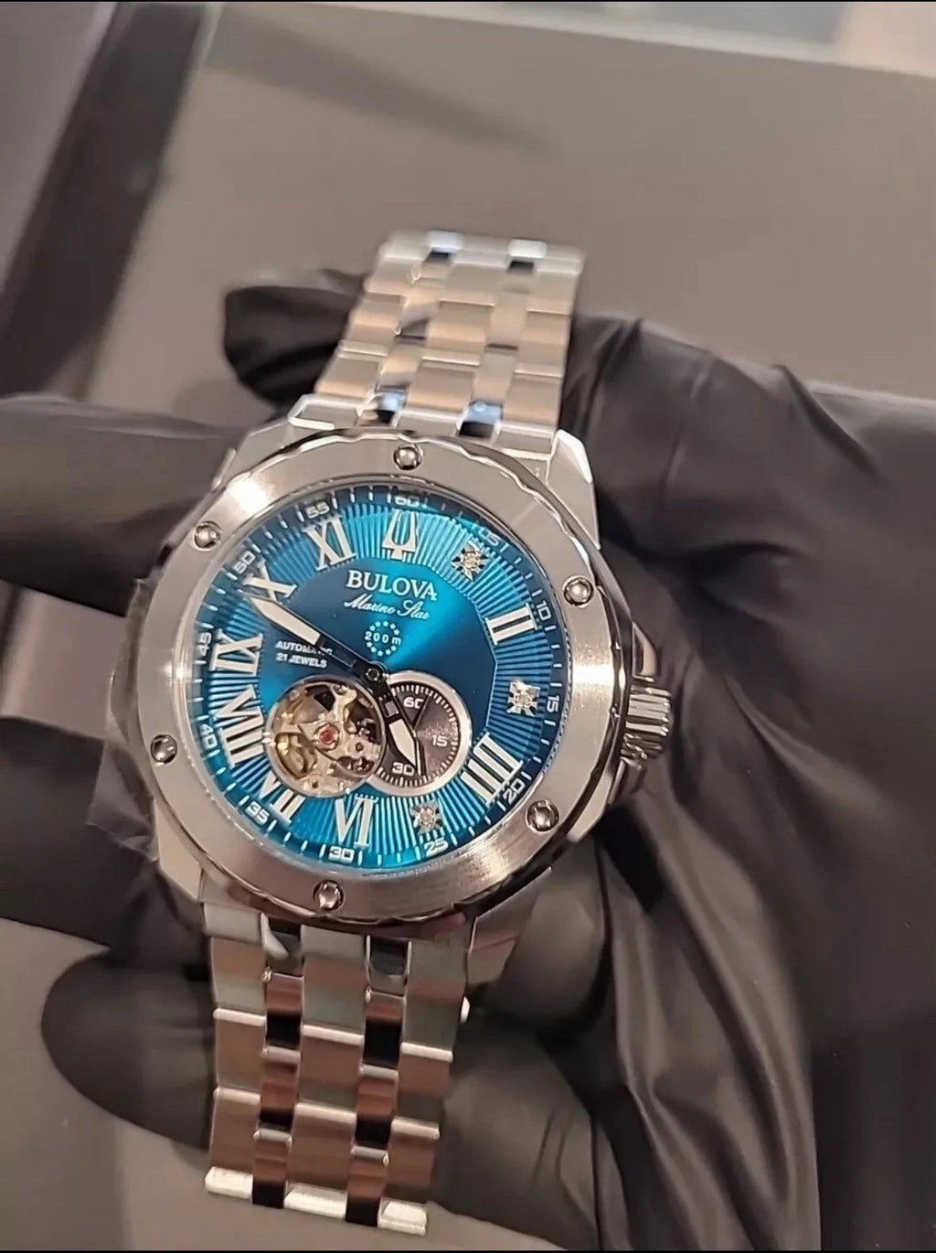 Bulova Automatic Marine Star Marc Anthony Blue Dial Diamond 98D184 Men's Watch – view 2
