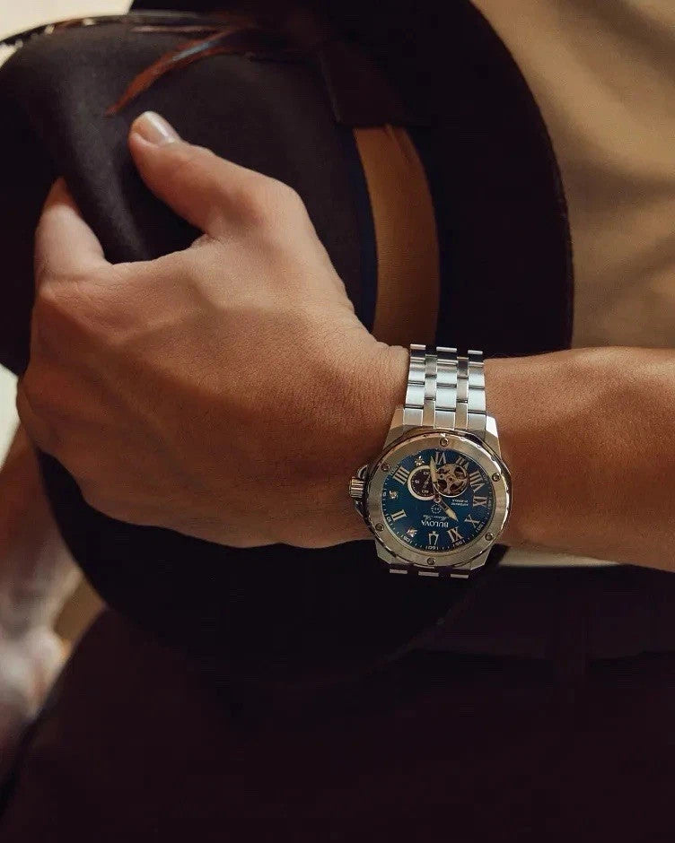 Bulova Automatic Marine Star Marc Anthony Blue Dial Diamond 98D184 Men's Watch – view 6