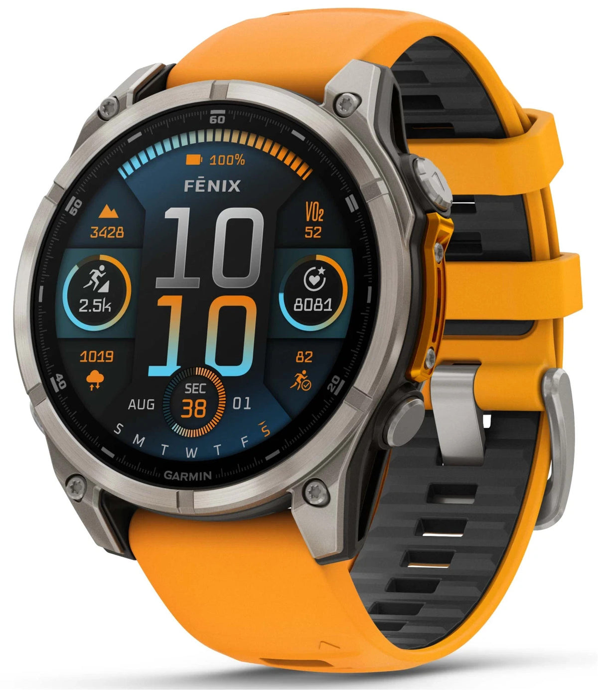 Garmin fenix 8 47mm AMOLED Sapphire Titanium Smartwatch Spark Orange Unisex Watch