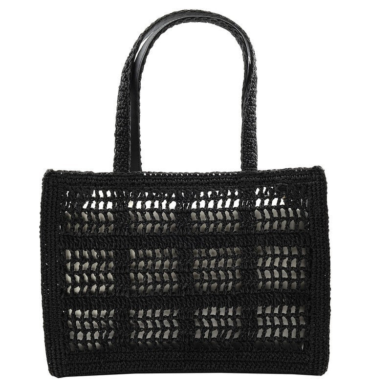 Tory Burch Black Small Hand-Crochete Ella Tote Bag – view 4